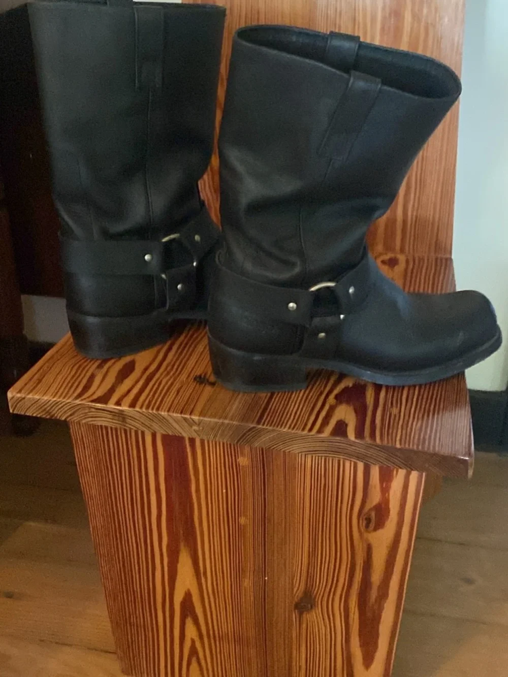 dingo Black Leather Harness Boots - Men's Black Boots